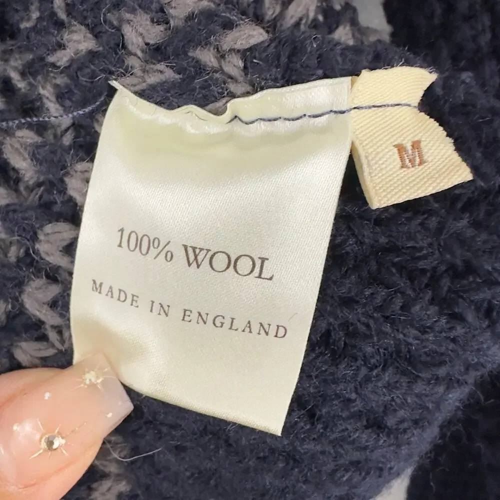 Celtic & Co 100% wool chunky knit shawl collar gray pullover‎ - Picture 7 of 8